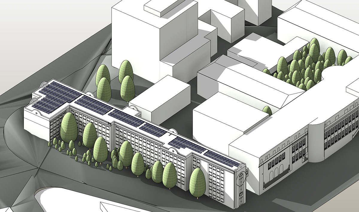 Recreación 3D de la instalación fotovoltaica
