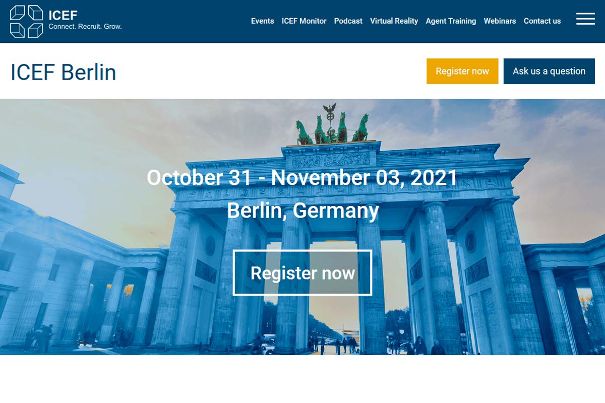 Portal web de ICEF Berlin 2021.