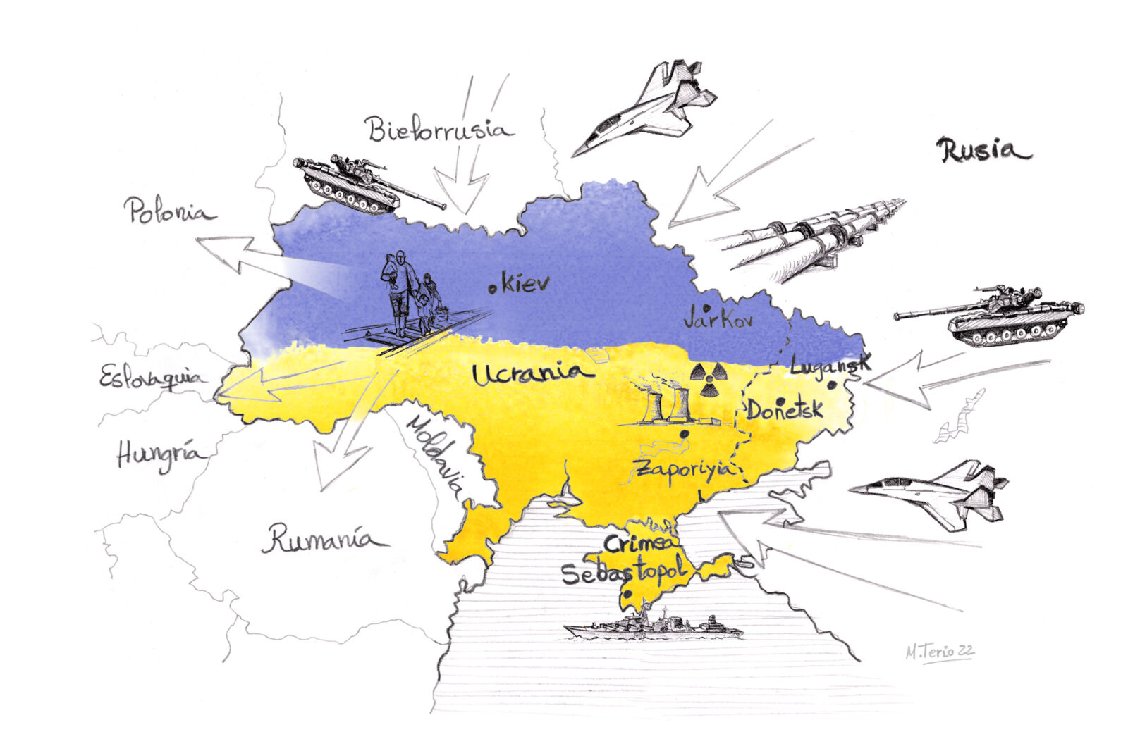 Ilustración mapa de Ucrania