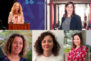 Primera línea: Raquel Marín y Elena Pastor. Segunda: Cristina Gimenez, Varónica Pino y Laura Díaz. Ellas son las investigadoras de la ULL con más invenciones protegidas.