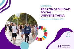 Portada de la Memoria de Responsabilidad Social Universitaria de la ULL correspondiente a 2023.