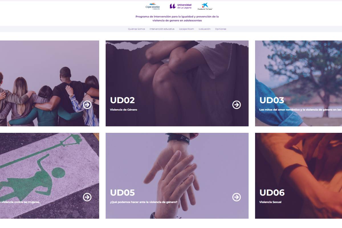 Página web del programa de prevención de la violencia de género en estudiantes Peviogen.