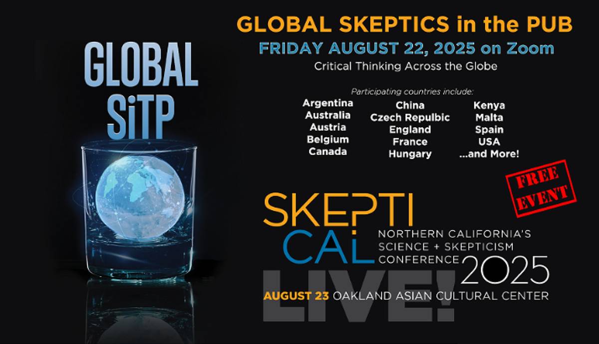 Banner anunciador de la segunda edición del evento global online "Global Skeptics in the Pub".