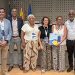 Imagen de la presentación de los proyectos Interreg liderados por la ULL: a la izquierda, Ángel José Gutiérrez y Emma Carmelo e Inmaculada González (cuarta y quinta en la imagen).