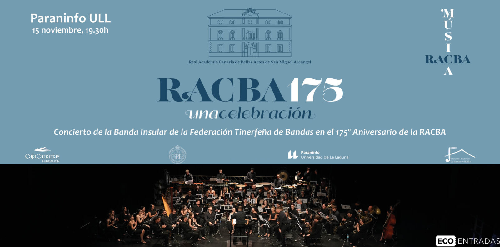 Banner del concierto de la Banda Insular de la Federación Tinerfeña de Bandas