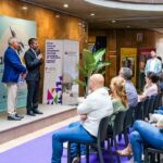 El consejero insular Efraín Medina y el rector Francisco García, durante la presentación de esta feria celebrada en la Facultad de Economía, Empresa y Turismo.