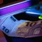 Billete al que se le ha aplicado esta tinta indetectable que reacciona a la luz y puede emplearse como herramienta contra las falsificaciones.