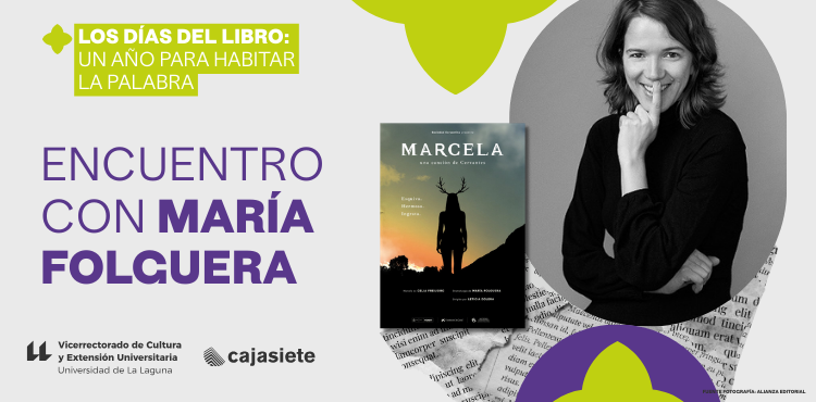 Banner del encuentro con María Folguera.