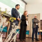 El viceconsejero del Sector Primario del Gobierno de Canarias, Eduardo García; la vicerrectora de Infraestructura y Sostenibilidad, Marta Domínguez; y el director-gerente de la Fundación General de la ULL, Julio Brito, durante la inauguración del DemoDay de RuralLab.