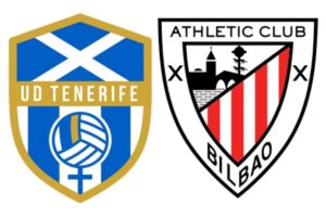 Escudos de los dos equipos de fútbol femenino estudiados, la UD Tenerife y el Athletic Club Femenino.