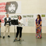 Domingo Garí, Miguel Ángel Clavijo, Paqui Rivero, Isabel León y Soledad Jacobe en la inauguración de esta exposición conmemorativa del cincuentenario del asesinato de Bartolomé García Lorenzo.