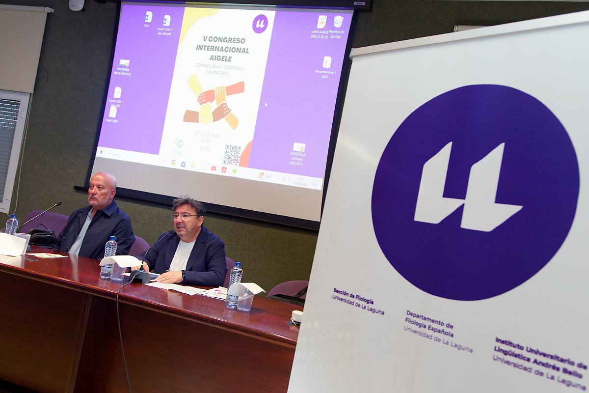 Javier Medina y Antonio Cano, durante la sesión de apertura del V Congreso Internacional AIGELE.