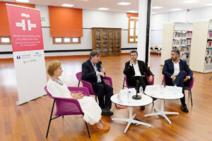 Rueda de presa previa al acto con Margarita Ramos, Luis García Montero, Francisco García y Luis Yeray Guitiérrez.