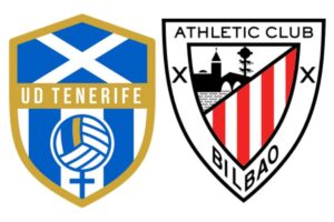 Escudos de los dos equipos de fútbol femenino estudiados, la UD Tenerife y el Athletic Club Femenino.